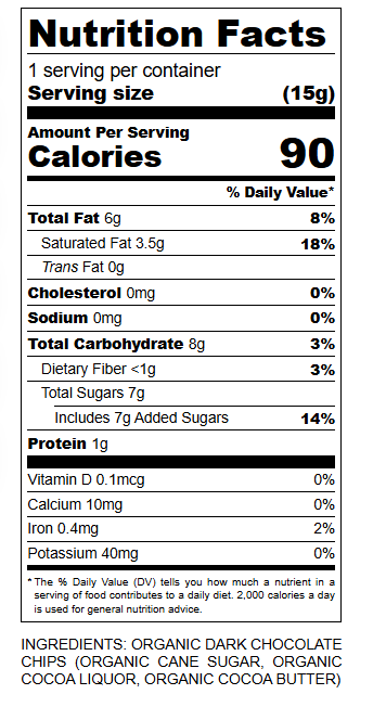 Nutritional Facts for Organic Dark Chocolate Chips