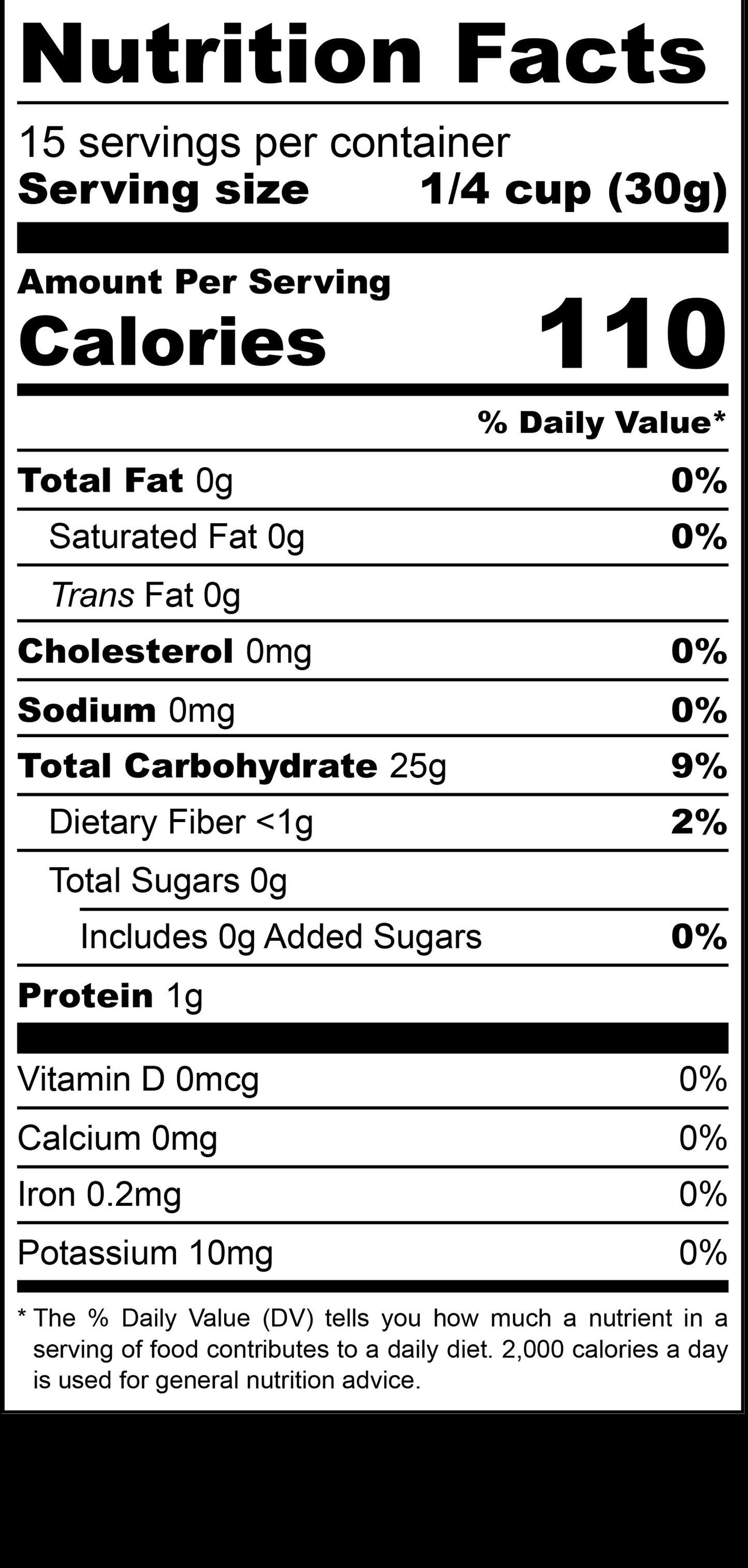 nutritional facts for All Purpose GF Baking Mix Flour