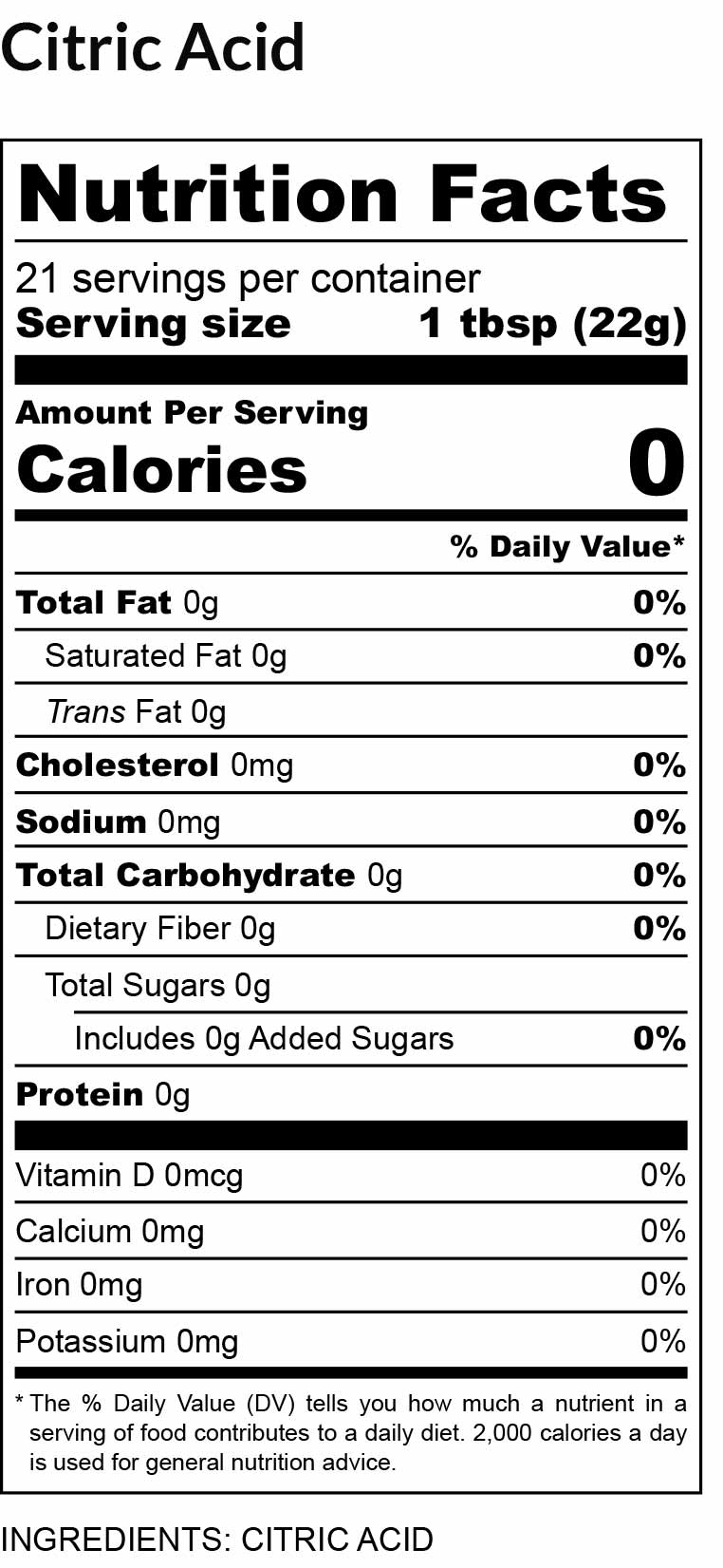 nutritional facts for Citric Acid