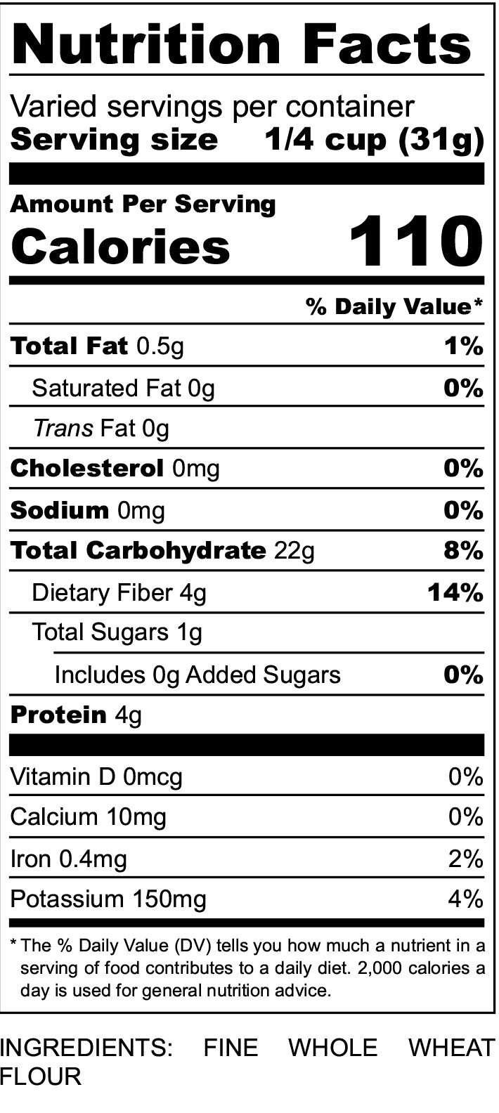 nutritional facts for Farina