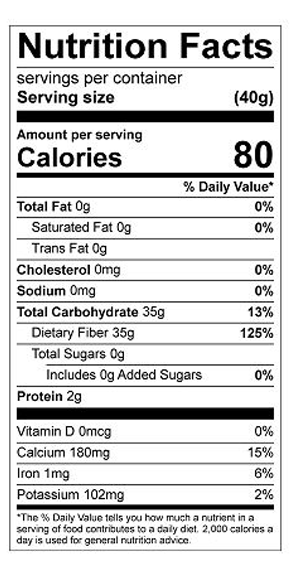 nutritional facts for RHBulk Guar Gum