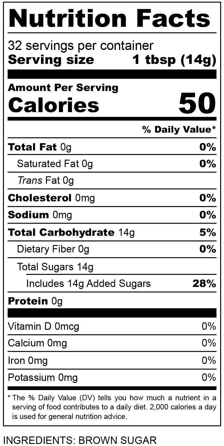 nutritional facts for light brown sugar at RHBULK