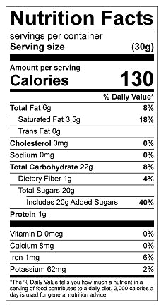 nutritional facts for Natural Semi-Sweet Candy Buddies