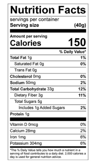 nutritional facts for sweet potato powder