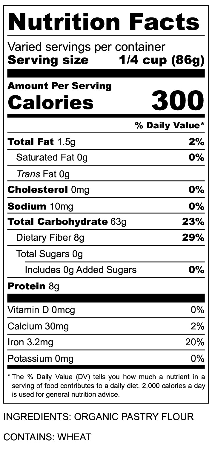 Nutritional Facts for White Whole Wheat Flour