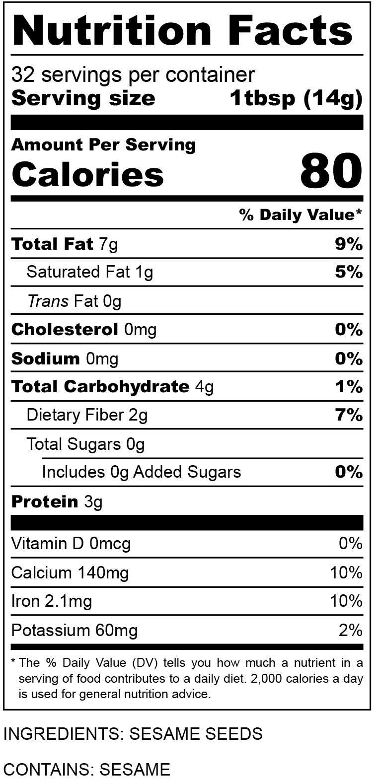 nutritional facts