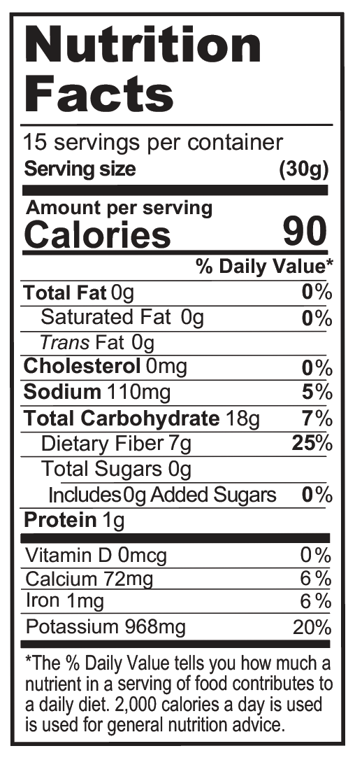 nutritional facts for Cauliflower Powder 