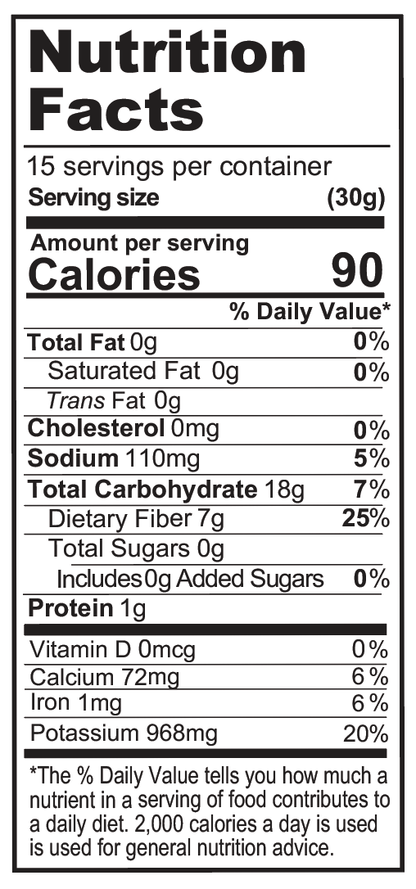 nutritional facts for Cauliflower Powder 