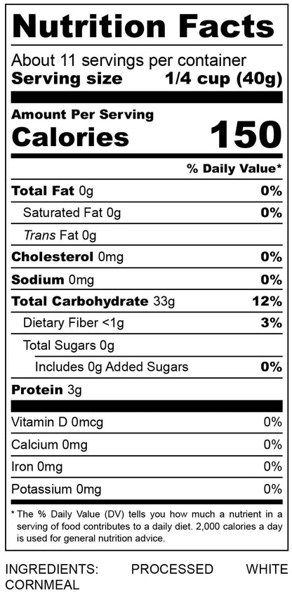 nutritional facts for White Arepa (precooked cornmeal)