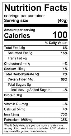 nutritional facts for Dutch Cocoa Powder 