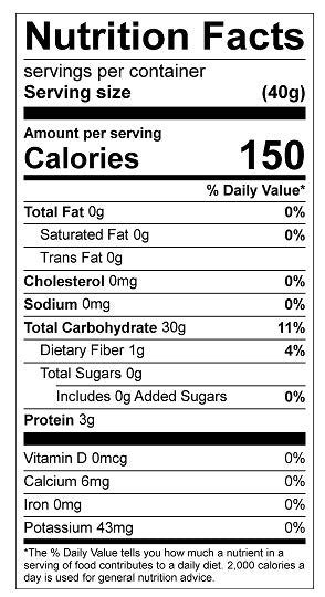 nutritional facts for Cake & Pastry Flour 
