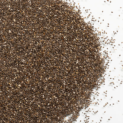 magnified loose product photo of Organic Chia Seeds showing texture 
