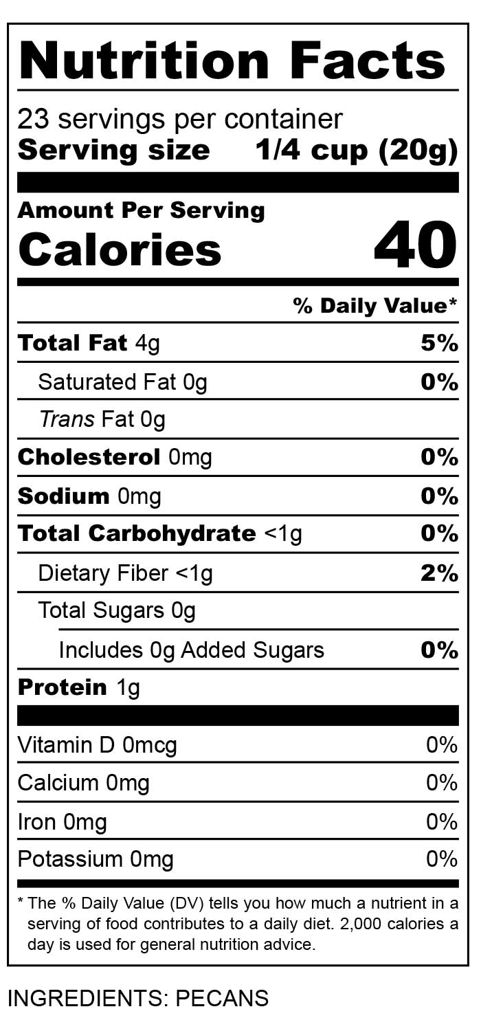 nutritional facts for Chopped Pecans 