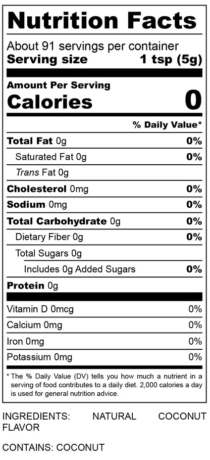 nutritional facts for coconut flavor 