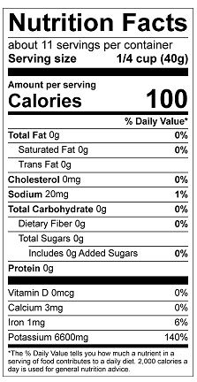 Nutritional Facts for Cream of Tartar 