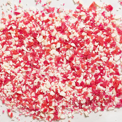 loose product photo of crushed peppermint candy showing color and texture 