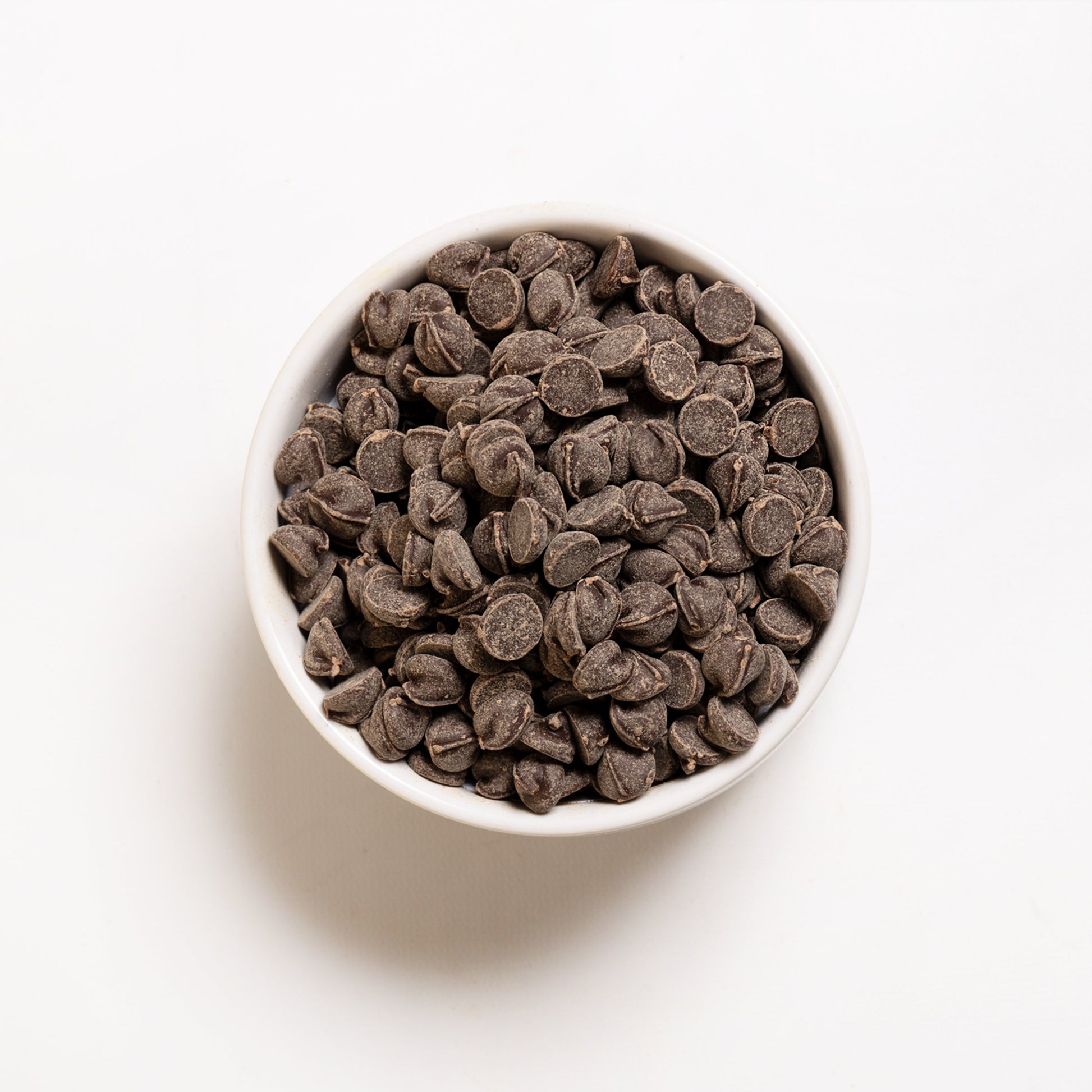 Top view of Dairy Free Chocolate Chips in a bowl 