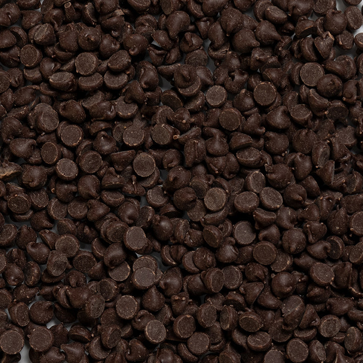 loose product photo of dairy free chocolate chips showing texture and shape 