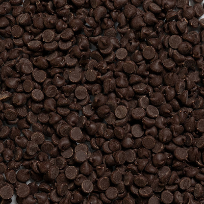 loose product photo of dairy free chocolate chips showing texture and shape 