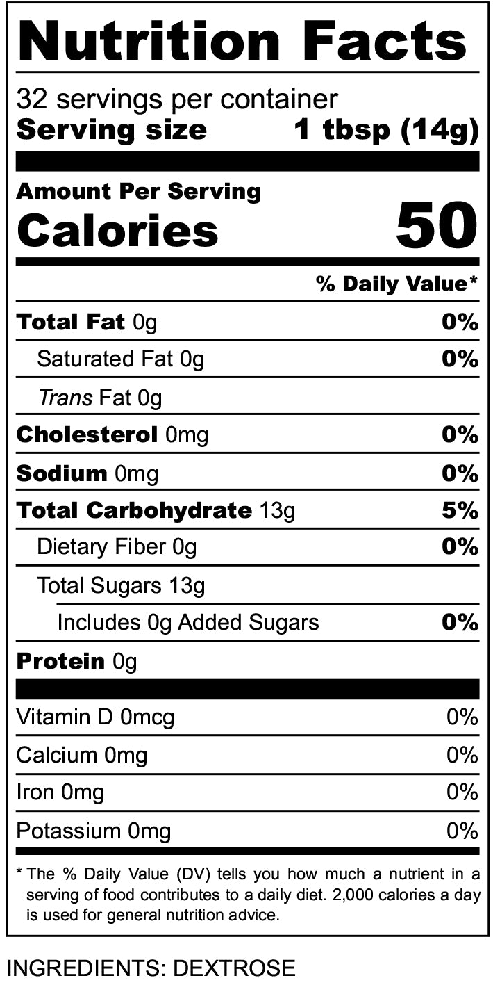 nutritional facts for dextrose monohydrate (corn sugar)
