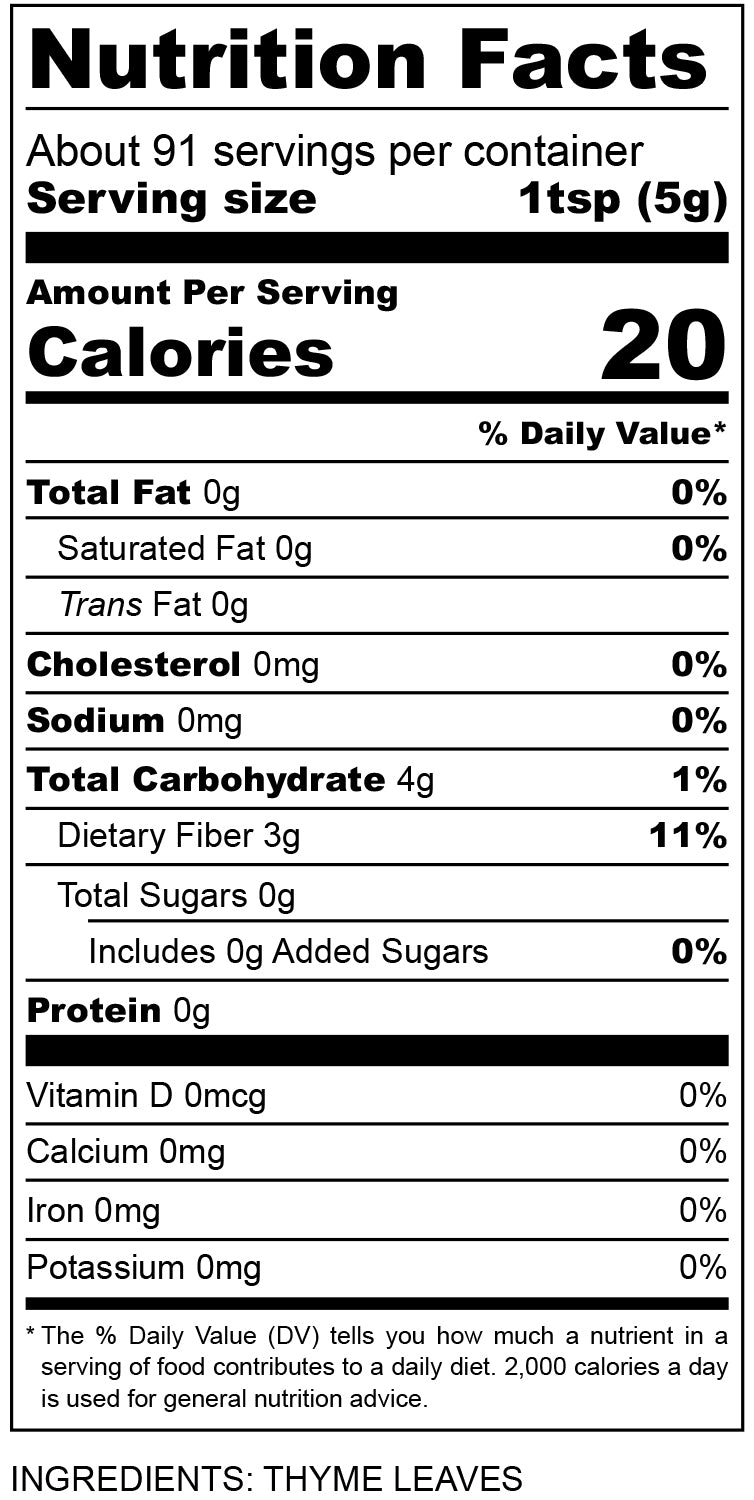 nutritional facts for died thyme 