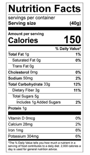 nutritional facts for drum dried sweet potato flakes 