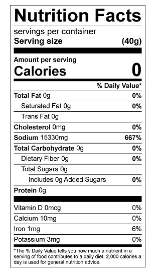 nutritional facts for Pink Himalayan Salt 