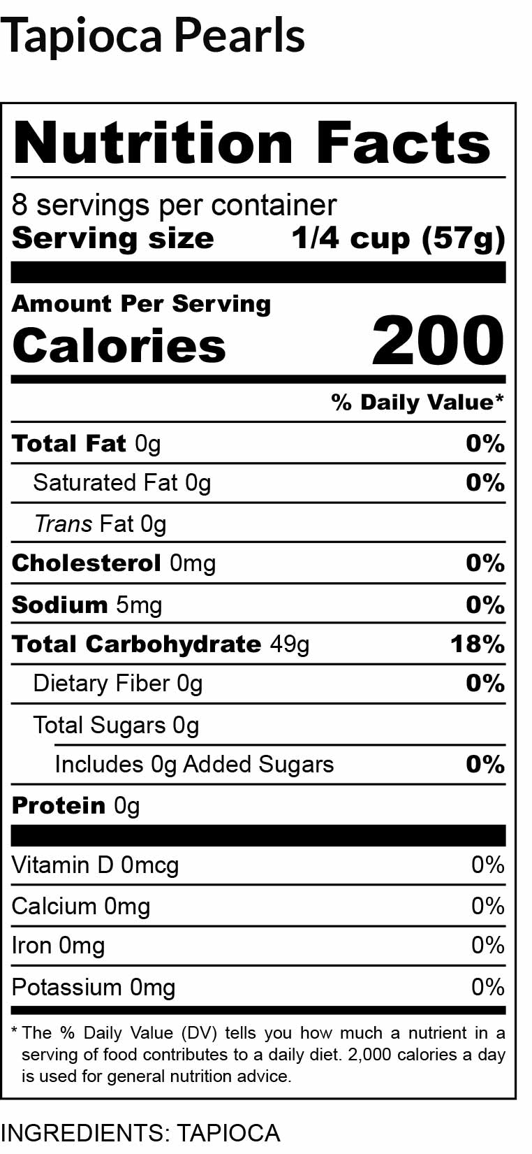 nutritional facts for Large Pearl Tapioca 