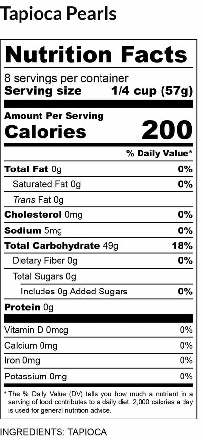 nutritional facts for Large Pearl Tapioca 