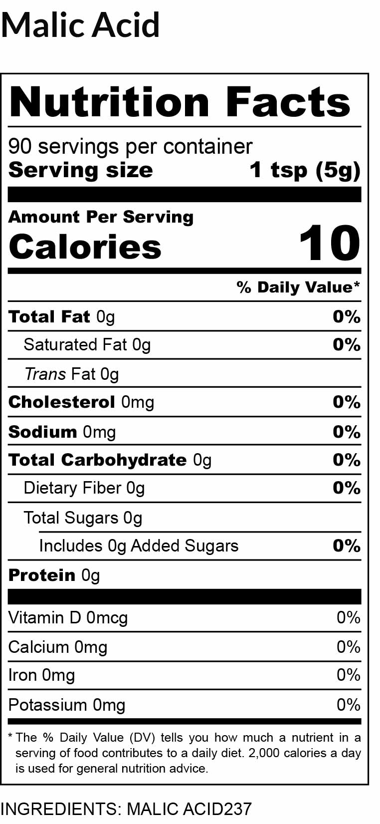 nutritional facts for Malic Acid 