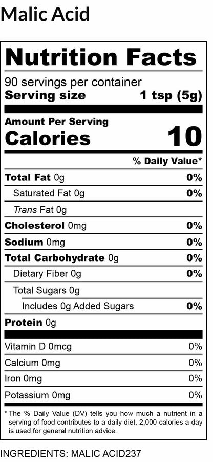 nutritional facts for Malic Acid 