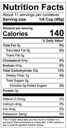 Nutritional Facts for Medium Grain Rice Flour 