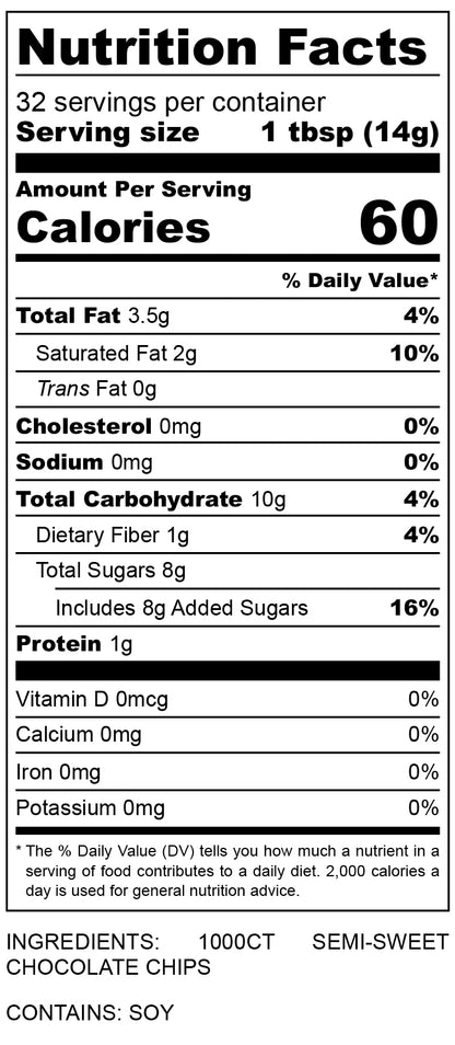 nutritional facts for Milk Chocolate Chips 