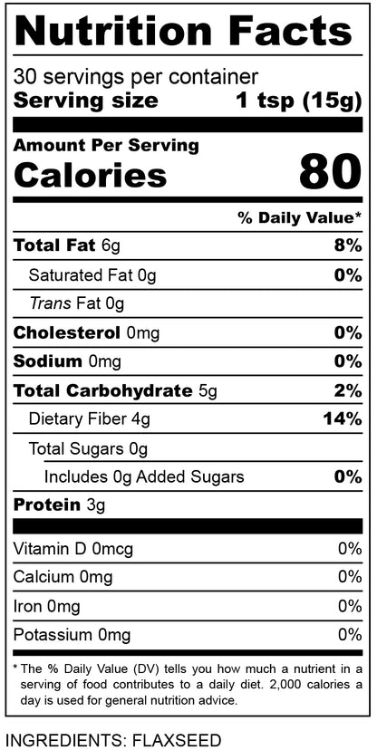 nutritional facts for Milled Brown Flaxseed 