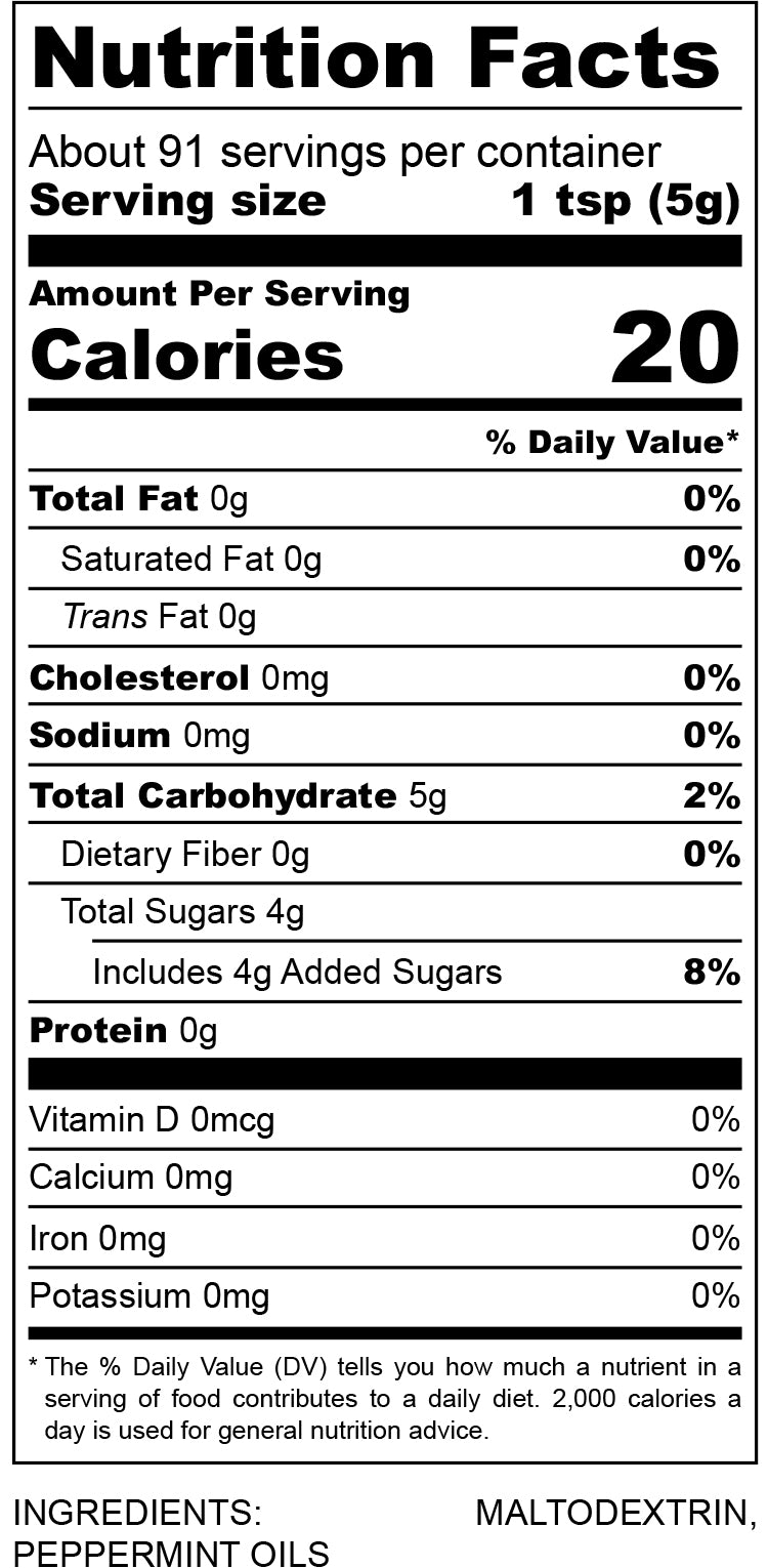 nutritional facts for mint flavoring 