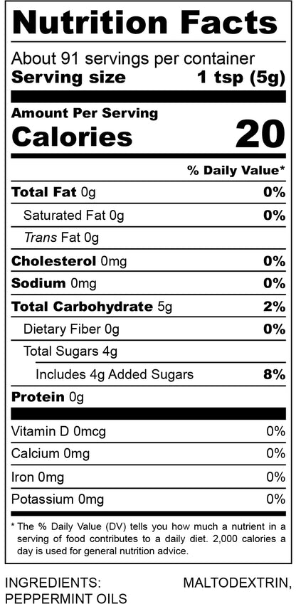 nutritional facts for mint flavoring 