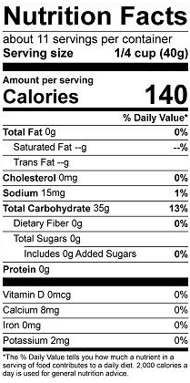 nutritional facts for modified tapioca starch 