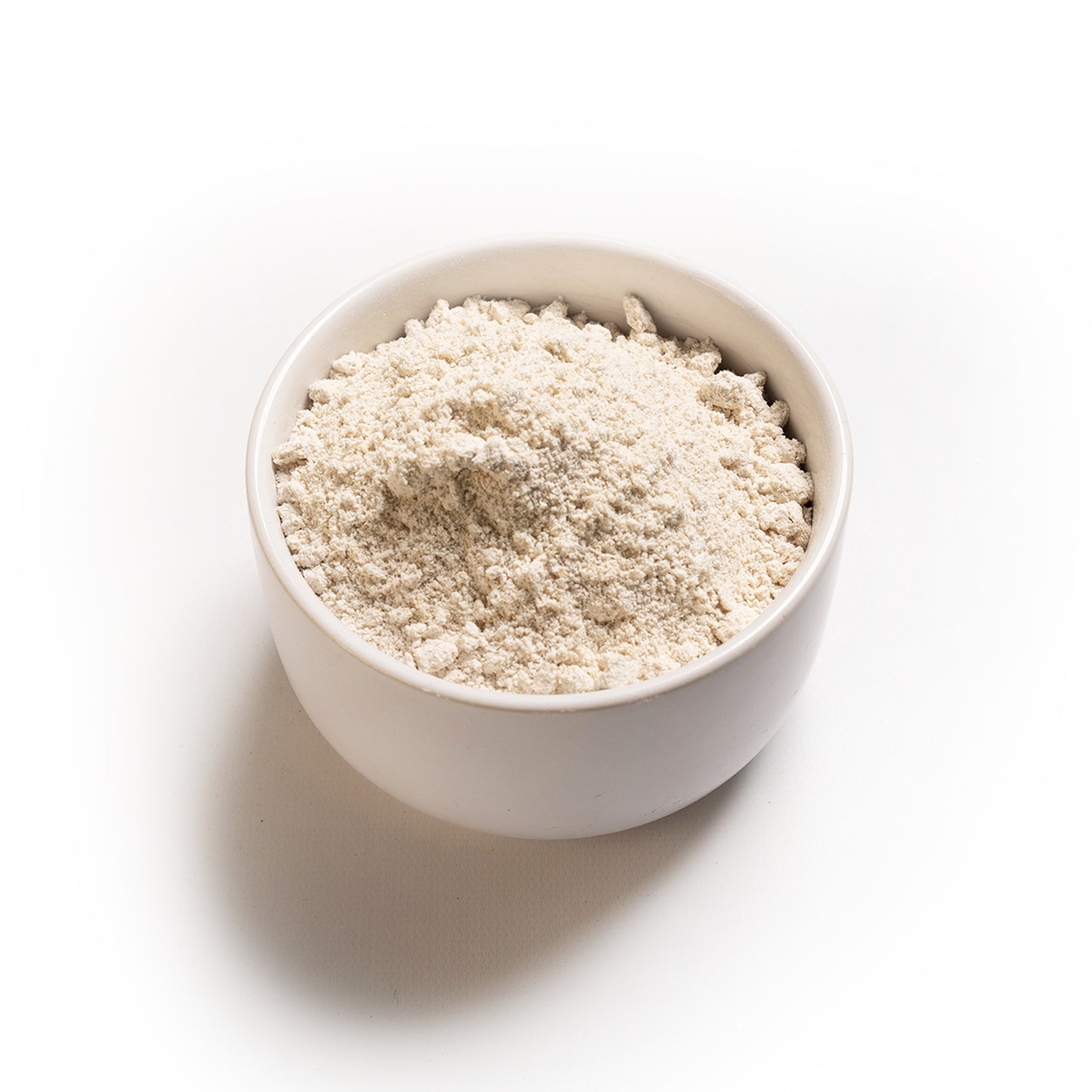 A white bowl filled with RHBULK Organic Oat flour