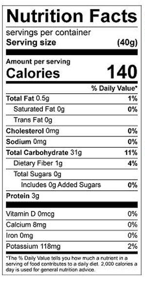 nutritional facts for Organic Pastry Flour