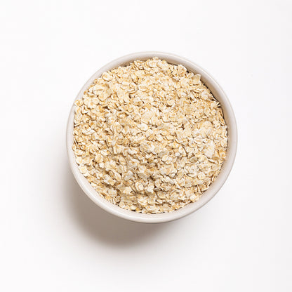 Top view of bowl filled with RHBULK Organic Rolled Oats 