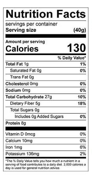 nutritional facts for Organic Bread Flour 