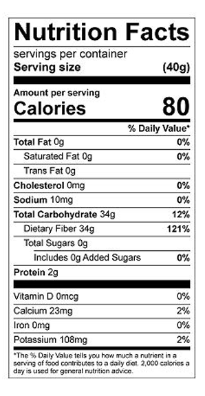 nutritional facts for Organic Gum blend 