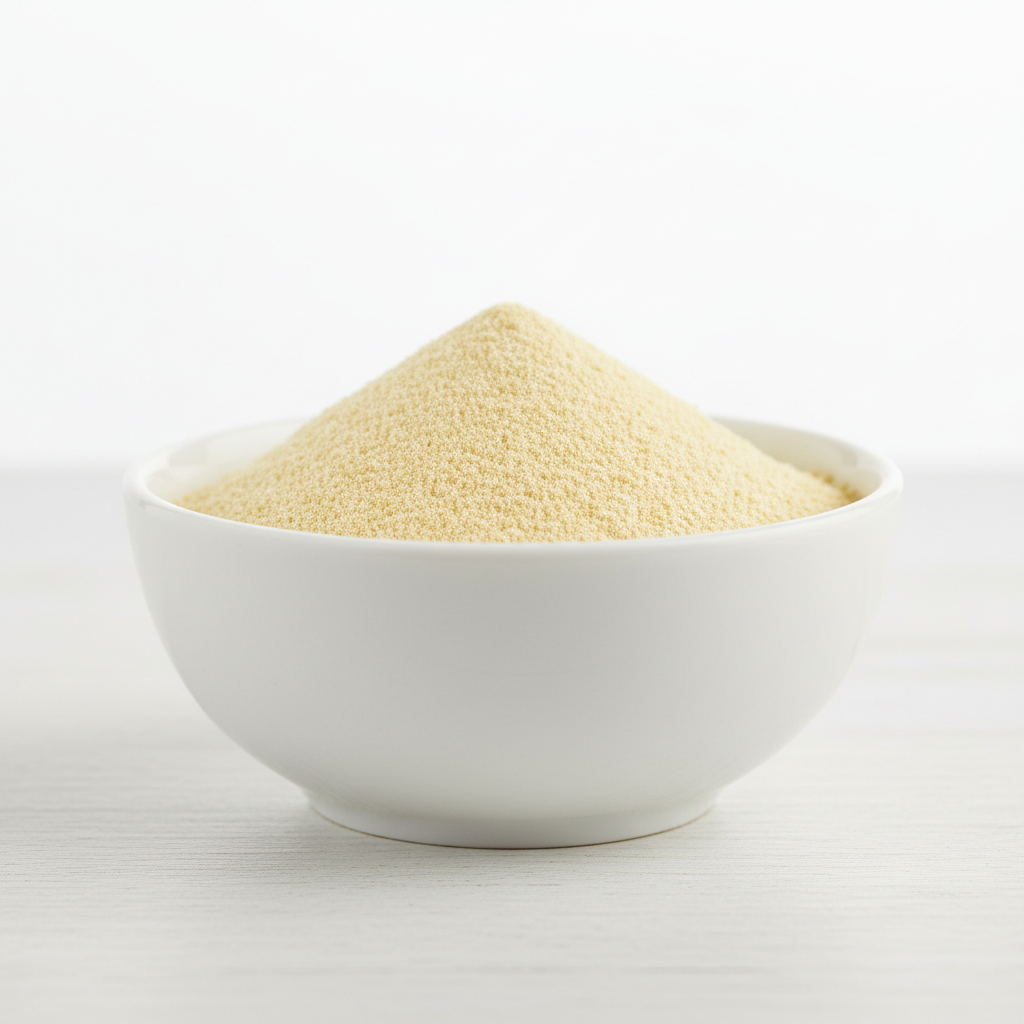 Organic Sunflower Lecithin in a white bowl from the side view
