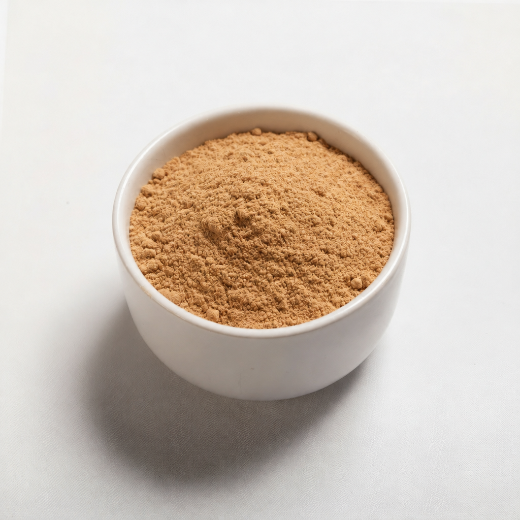 Darker sweet potato powder angled view