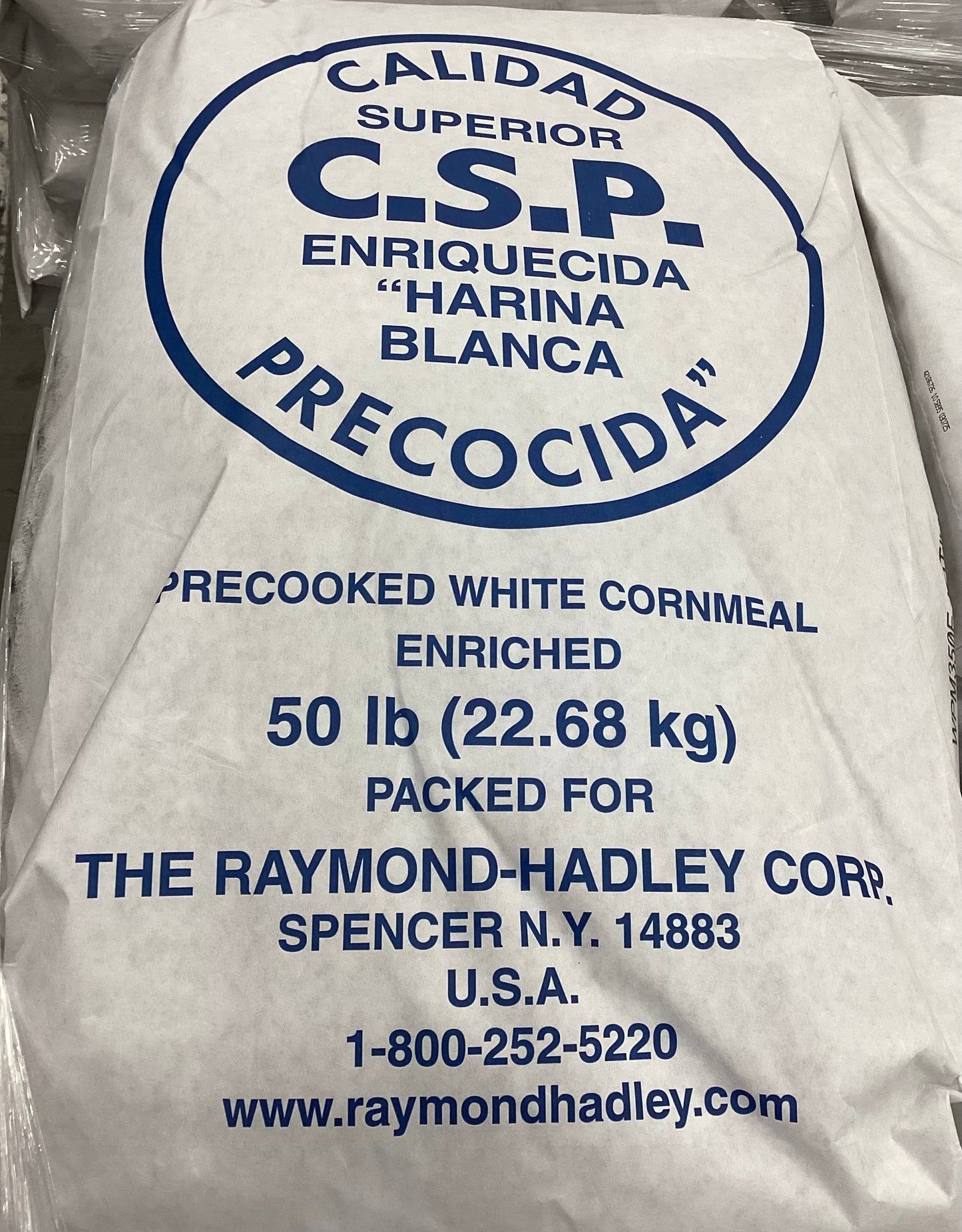 Bag of precooked white cornmeal (Arepa flour)
