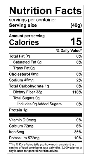 nutritional facts for Psyllium Husk Powder 