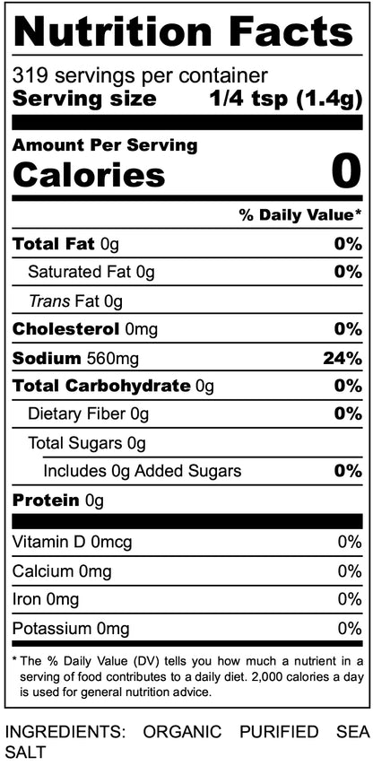Nutritional Facts for Sea Salt 