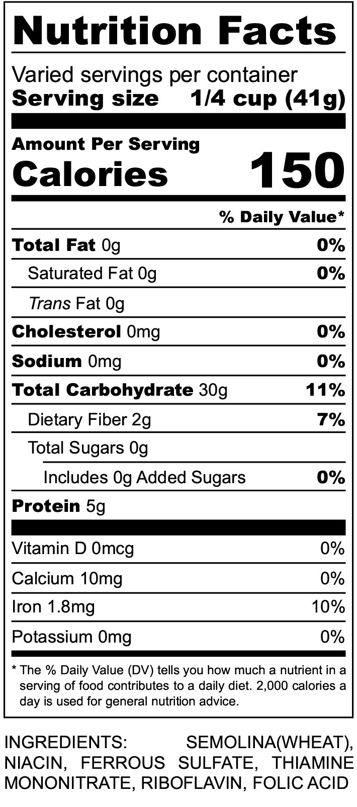 Nutritional Facts for Semolina 