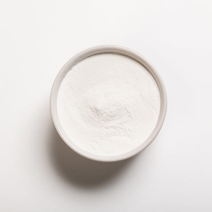A white bowl filled with Stevia powder from RHBULK  