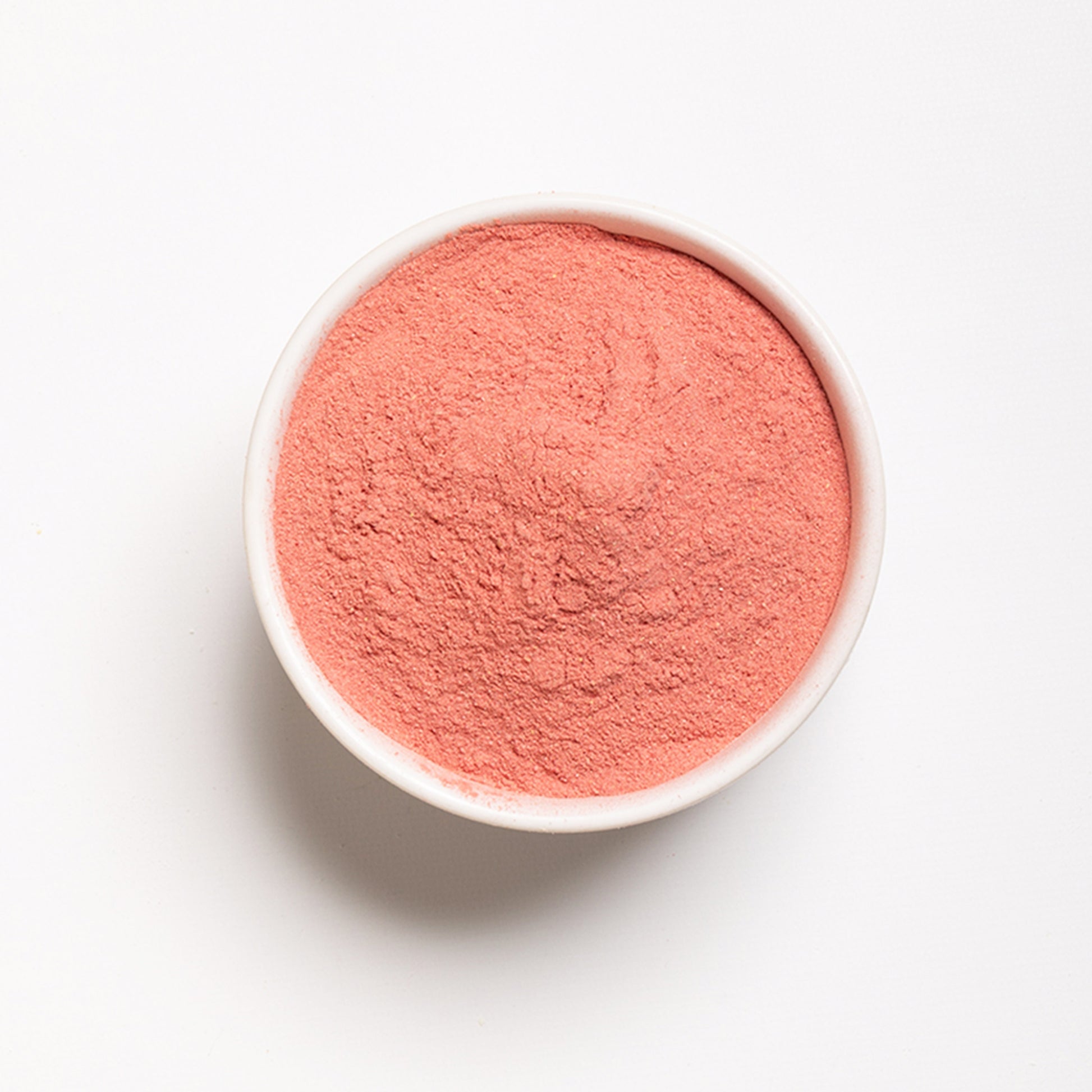 flat angle of natural strawberry powder